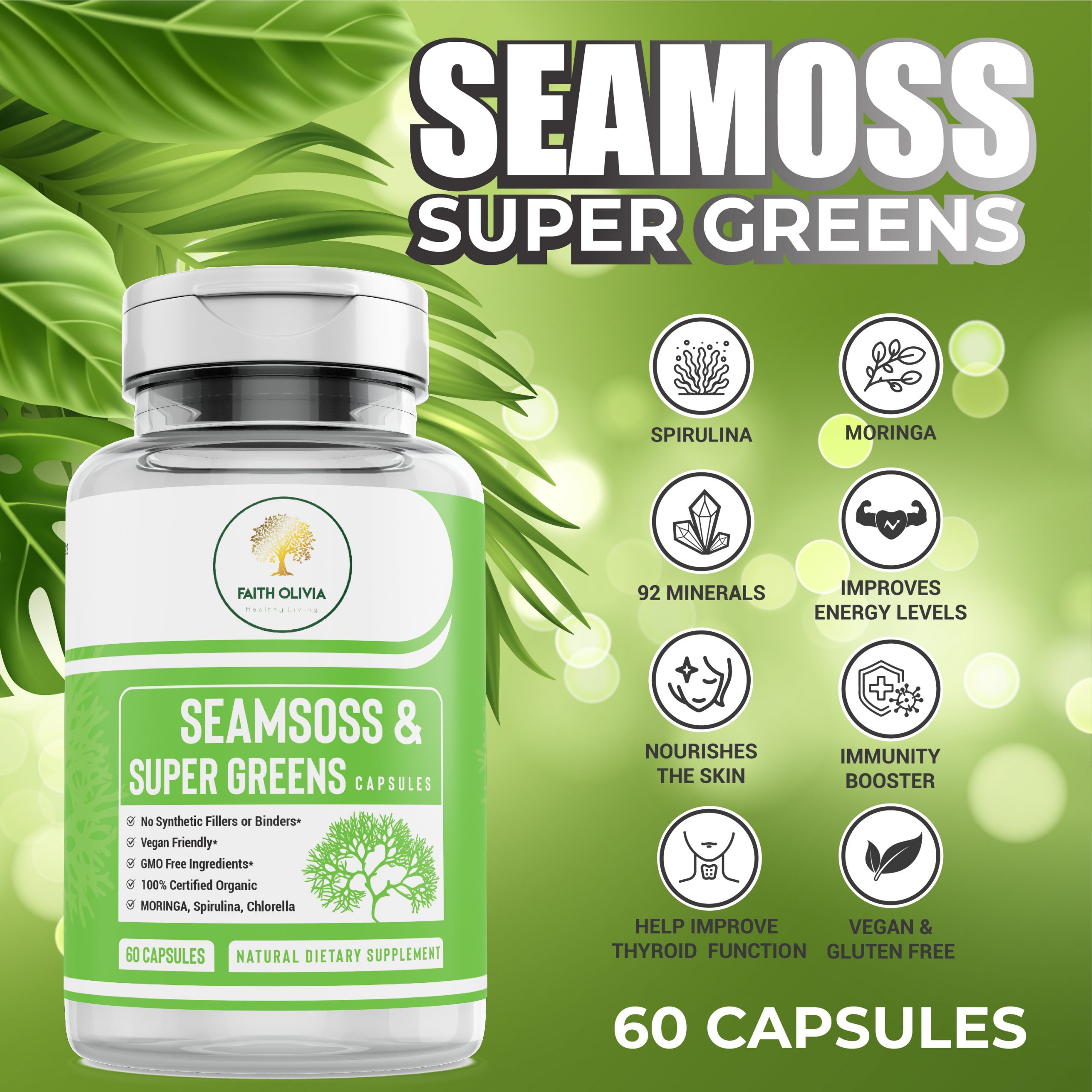 Super greens sea moss capsule's | Faith Olivia